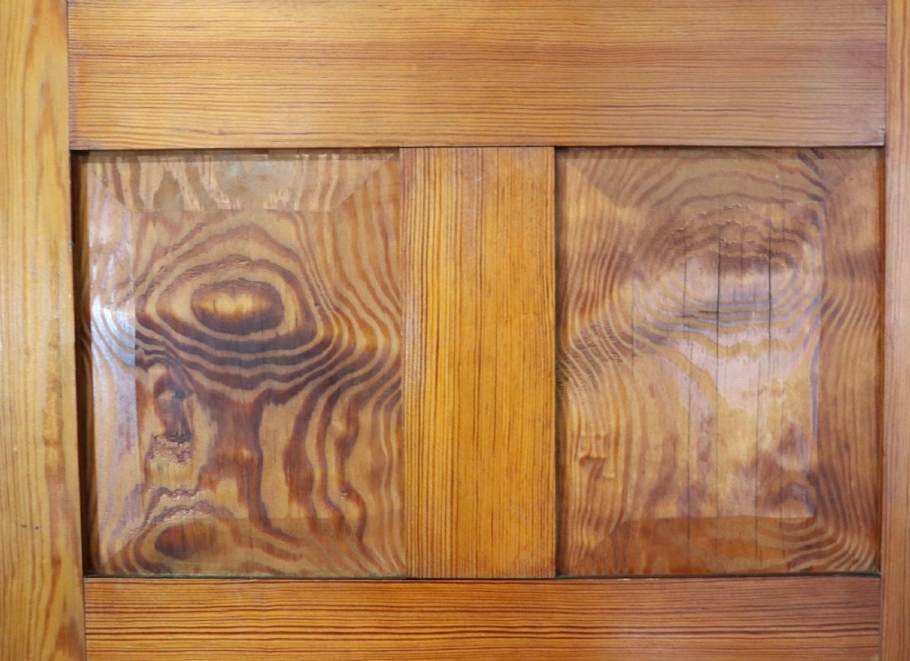 A late 19th century pitch pine wardrobe. View VII
