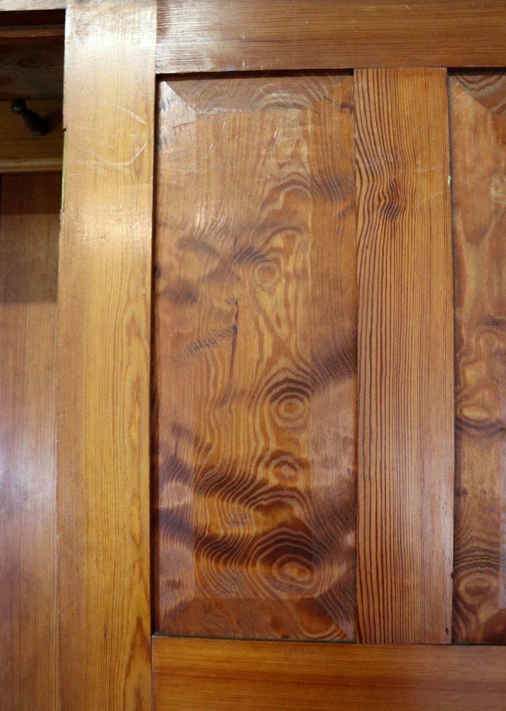 A late 19th century pitch pine wardrobe. View XV