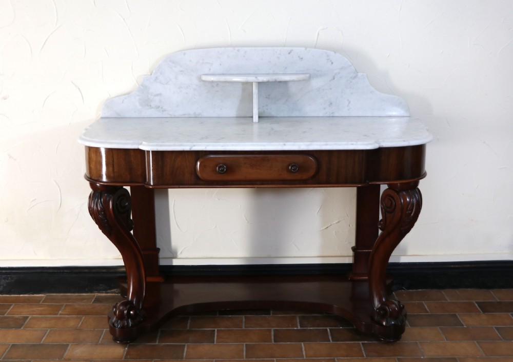  A lovely London Victorian duchess washstand has a marble top. View II