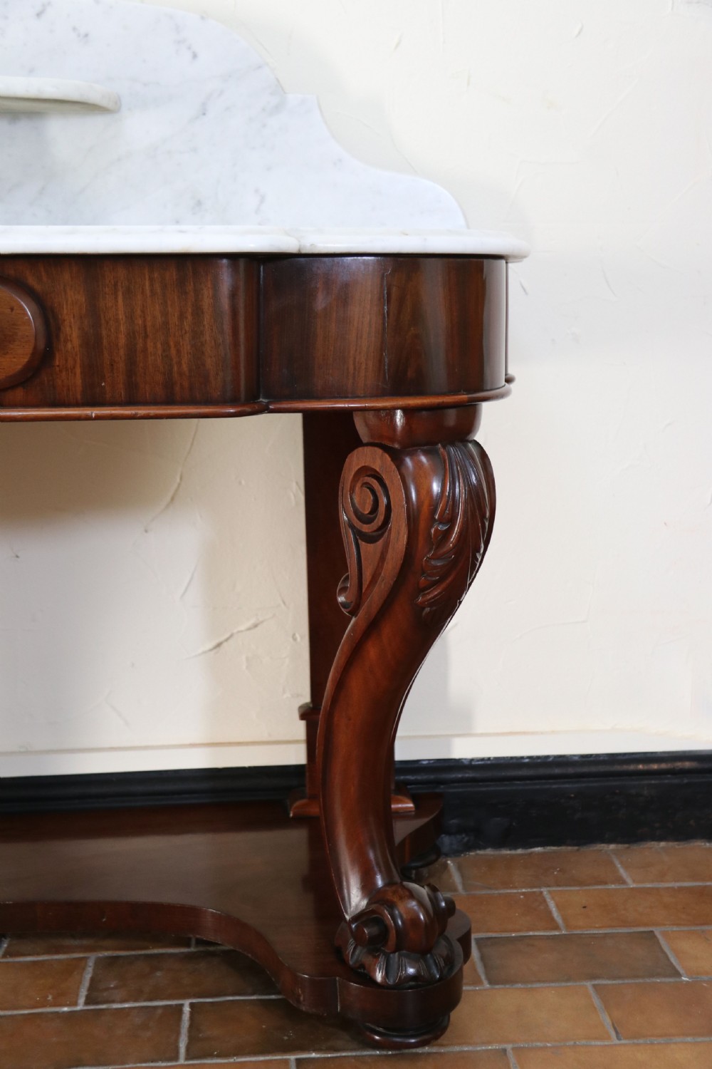  A lovely London Victorian duchess washstand has a marble top. View XII