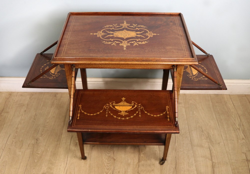 A lovely Edwardian metamorphic combination side table. View III