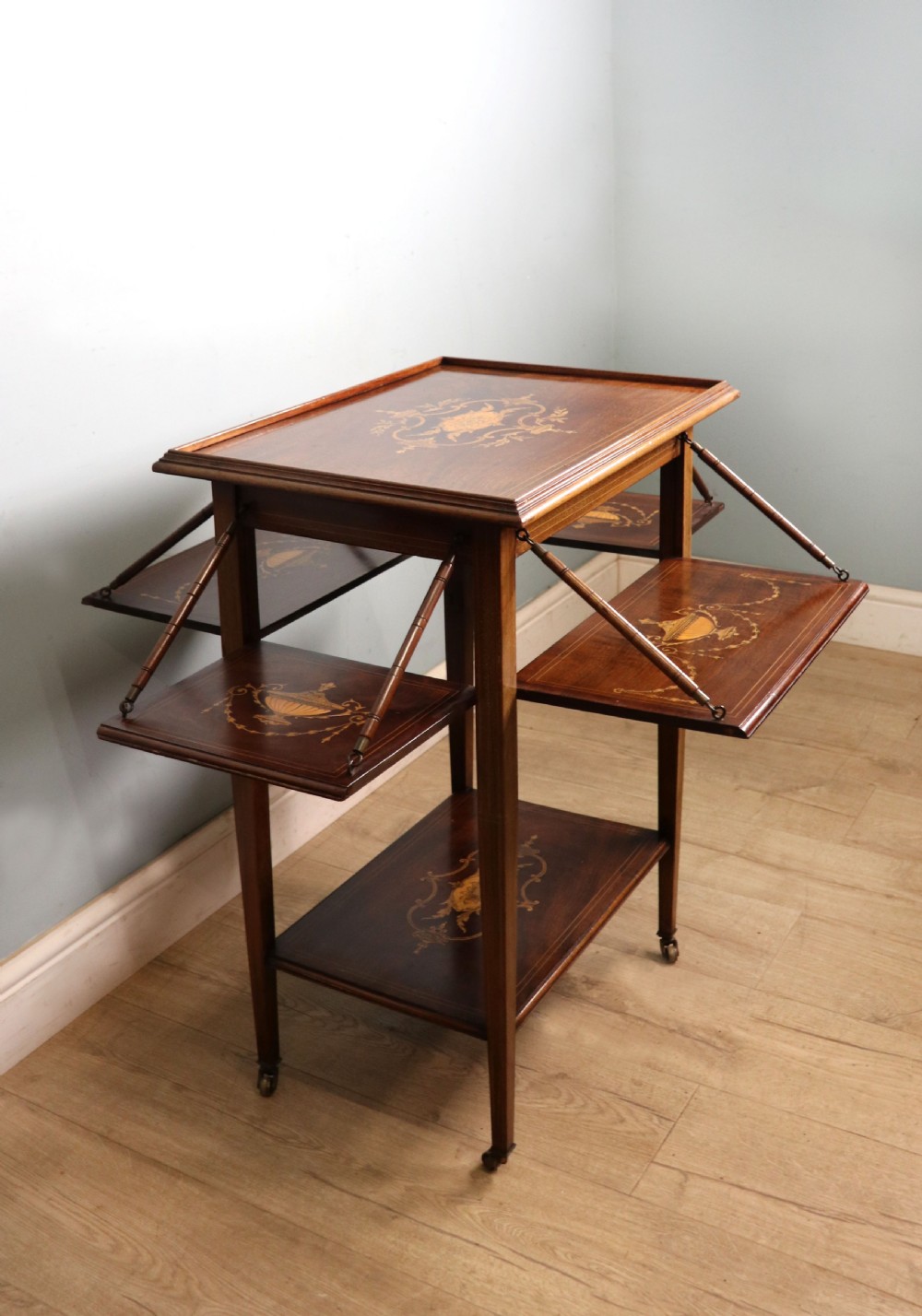A lovely Edwardian metamorphic combination side table. View VI