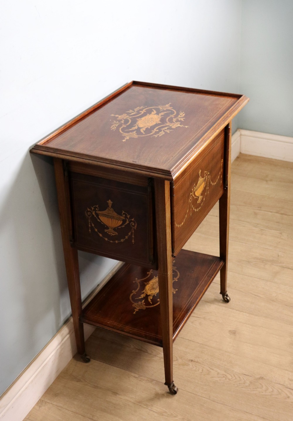 A lovely Edwardian metamorphic combination side table. View IX