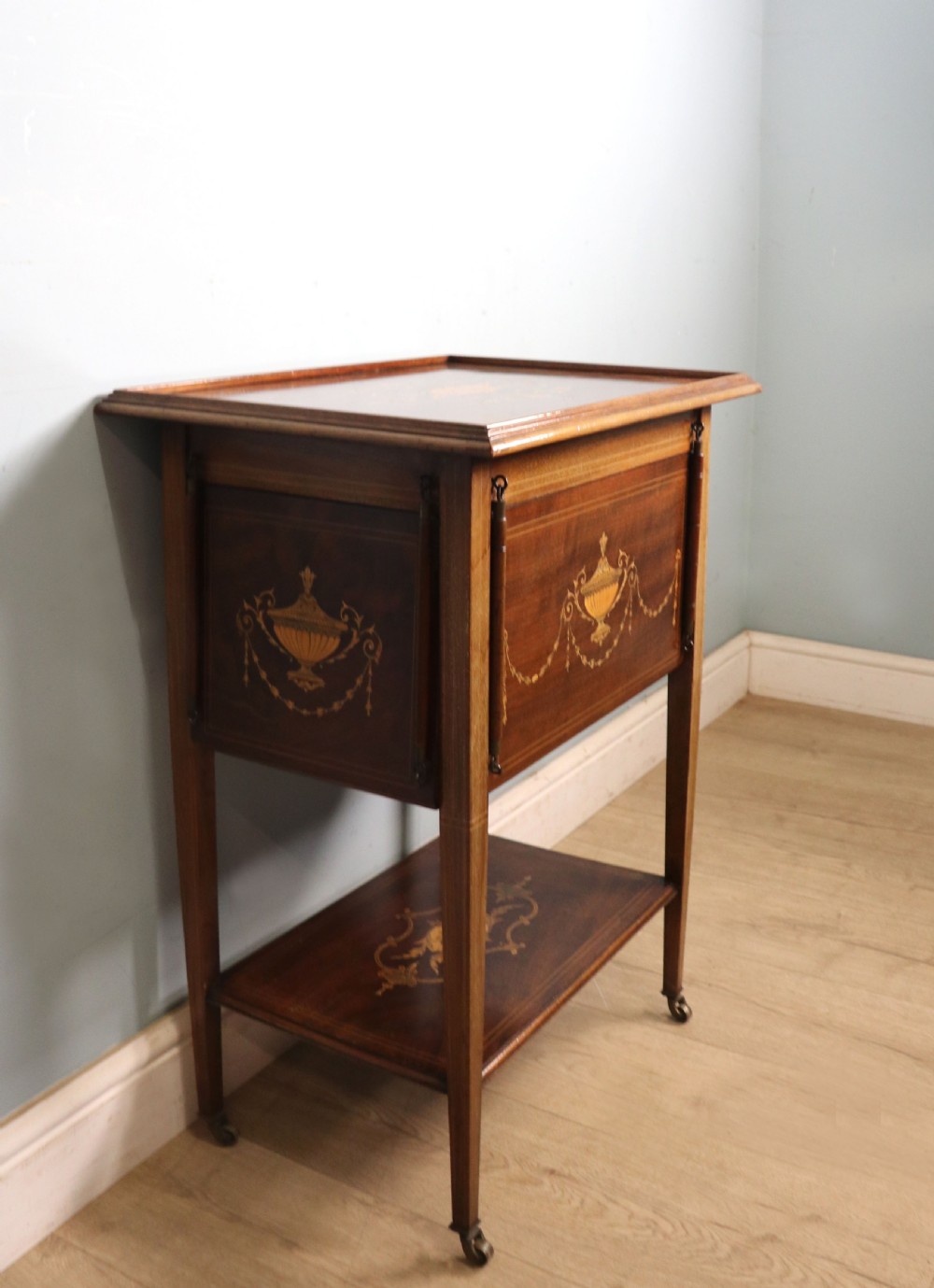 A lovely Edwardian metamorphic combination side table. View X