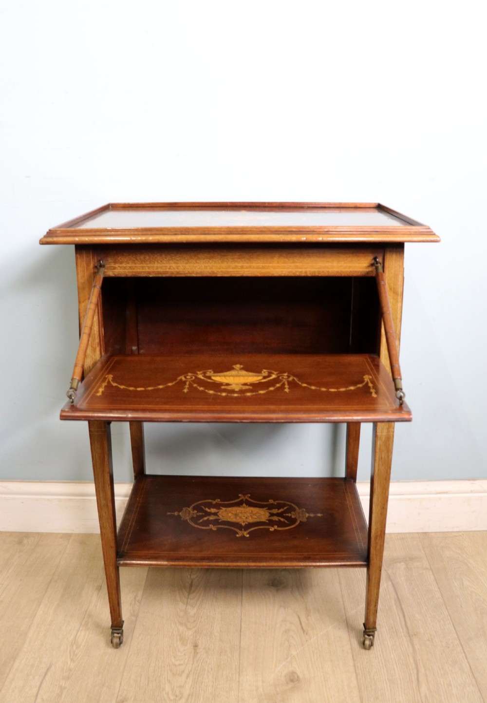 A lovely Edwardian metamorphic combination side table. View XI