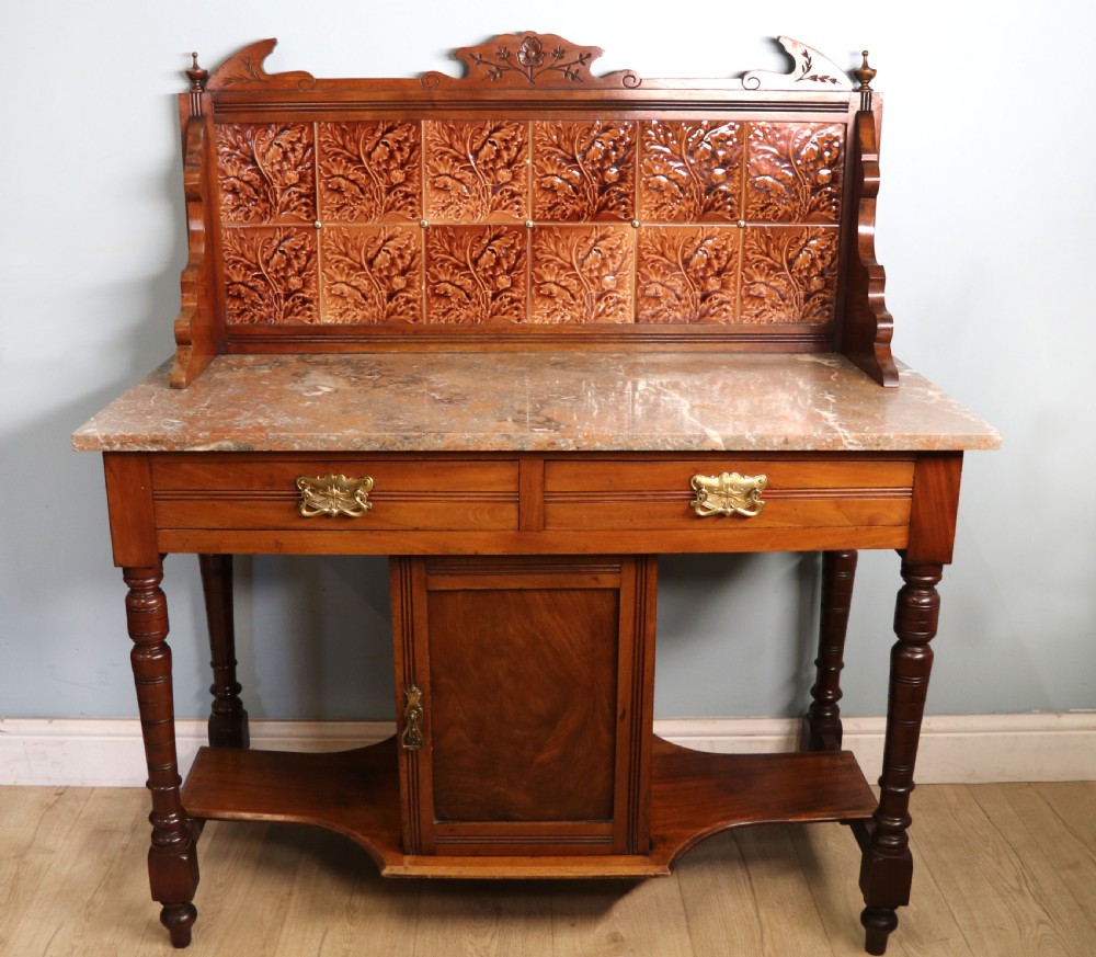 A late Victorian mahogany framed washstand.