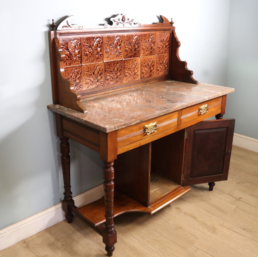 A late Victorian mahogany framed washstand. View V