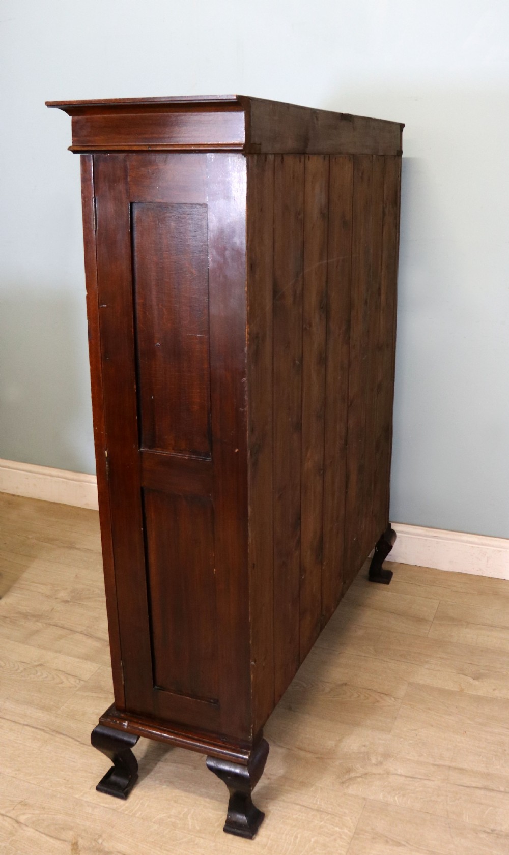  A lovely early 20th century mahogany framed glazed bookcase cabinet, later sign written for the (BBC) View IX