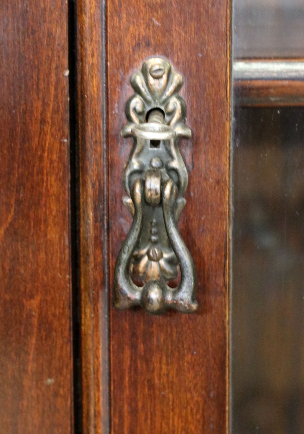  A lovely early 20th century mahogany framed glazed bookcase cabinet, later sign written for the (BBC) View XIV