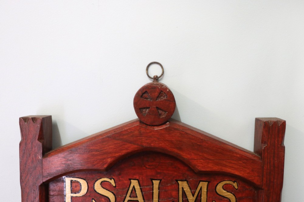 A Victorian gothic oak village church Psalm or hymn board sign written Vicar of Dibley. View IX
