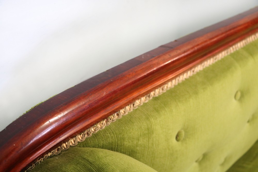 A superb vintage green Victorian sofa. View VII