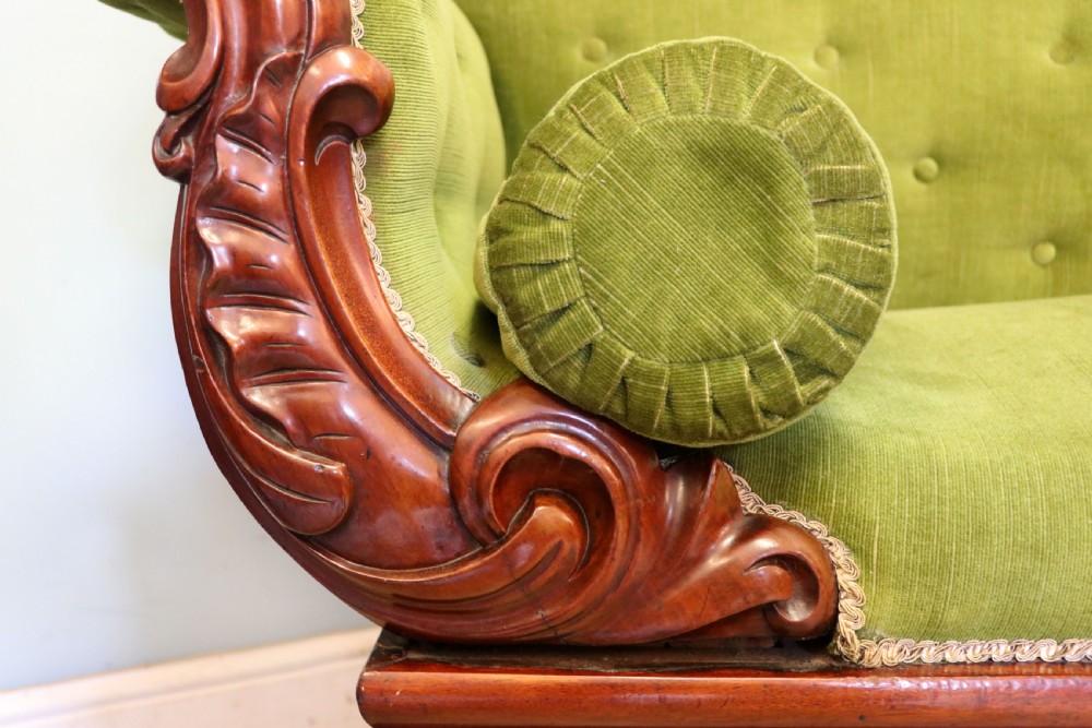 A superb vintage green Victorian sofa. View XI