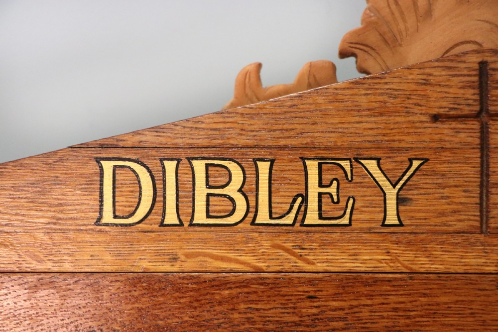 An unusual late Victorian gothic oak church notice board sign written Vicar of Dibley View X