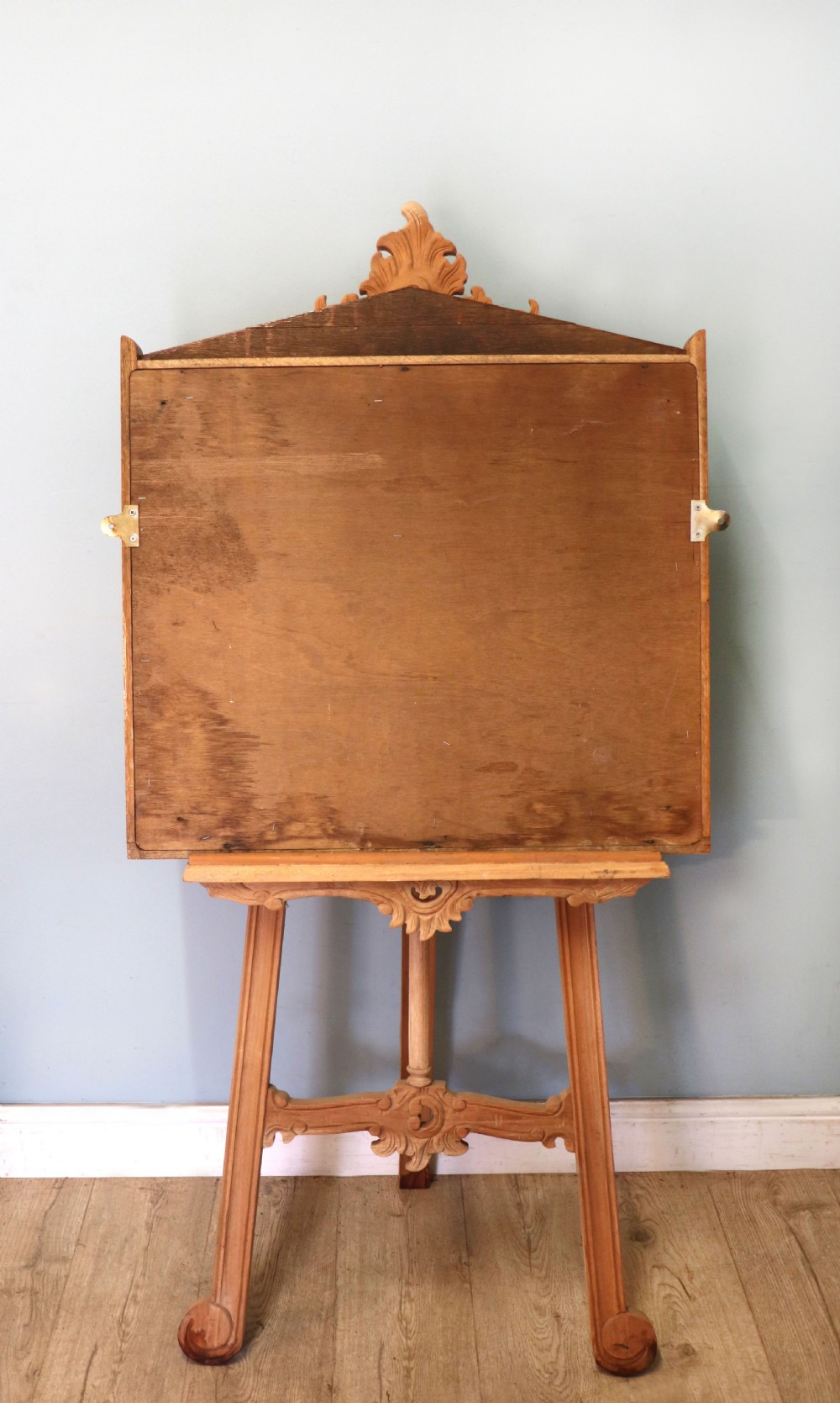 An unusual late Victorian gothic oak church notice board sign written Vicar of Dibley View XIX