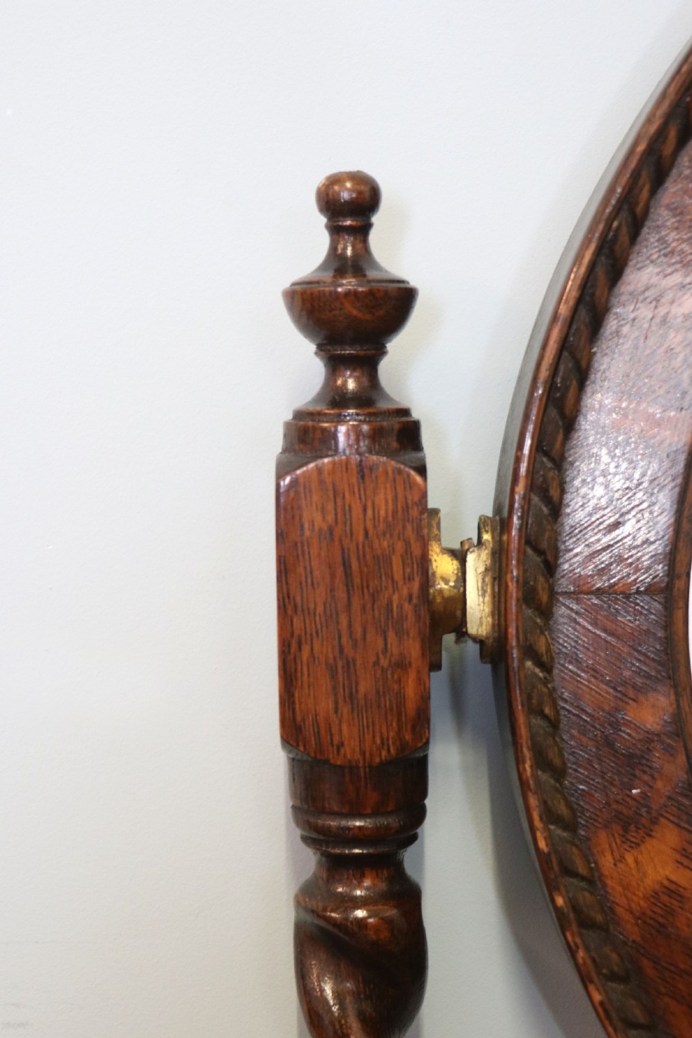 A  Edwardian oak dressing table with an adjustable oval mirror.  View VII
