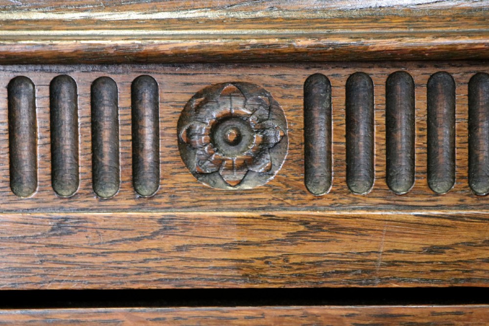 A  Edwardian oak dressing table with an adjustable oval mirror.  View XIV