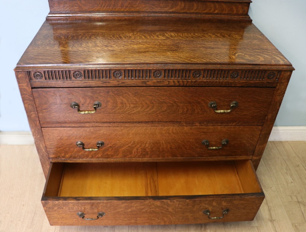 A  Edwardian oak dressing table with an adjustable oval mirror.  View XVI