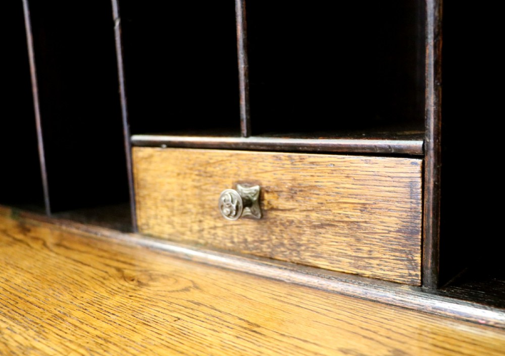 An absolutely charming Jacobean revival oak bureau. View XIV
