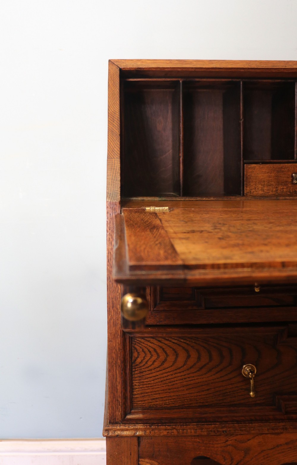 An absolutely charming Jacobean revival oak bureau. View XVI