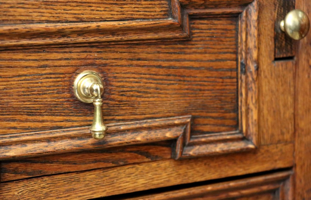 An absolutely charming Jacobean revival oak bureau. View XX