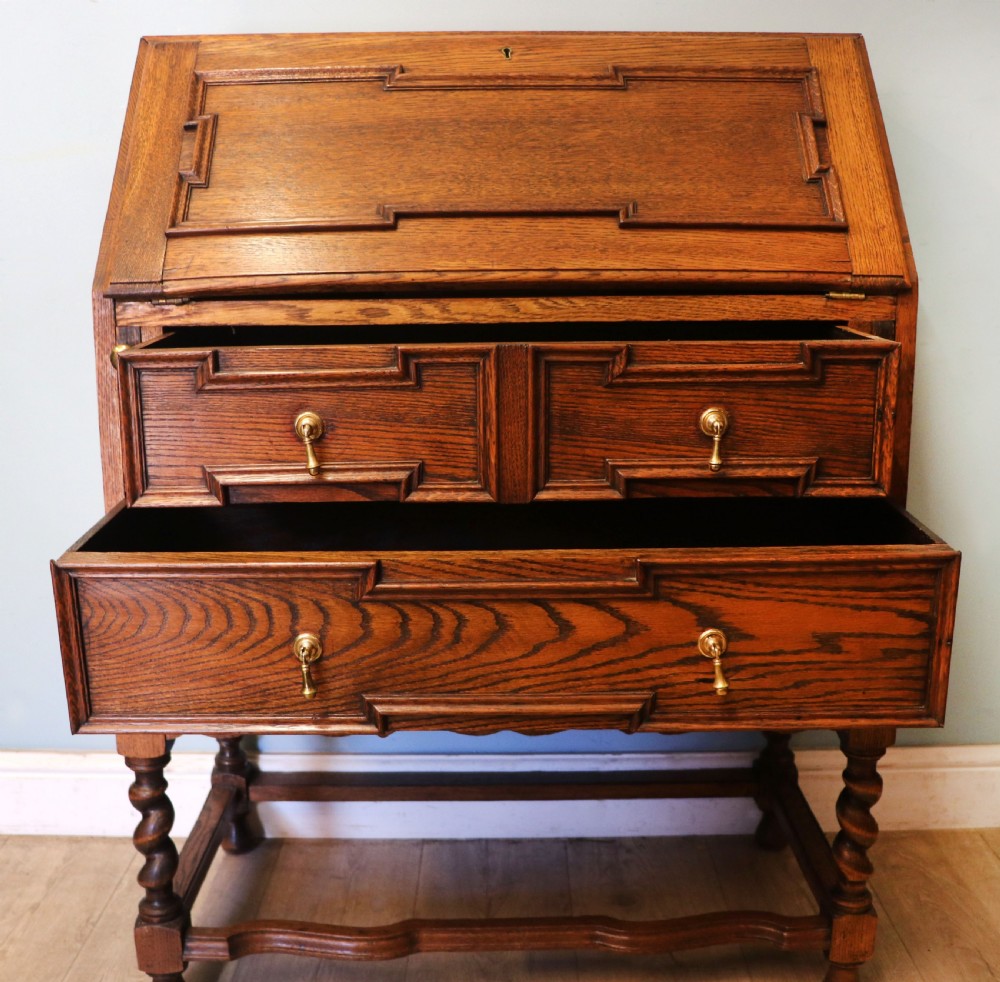 An absolutely charming Jacobean revival oak bureau. View XXII