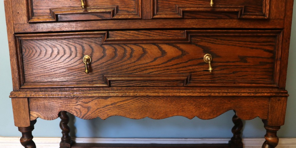 An absolutely charming Jacobean revival oak bureau. View XXIV