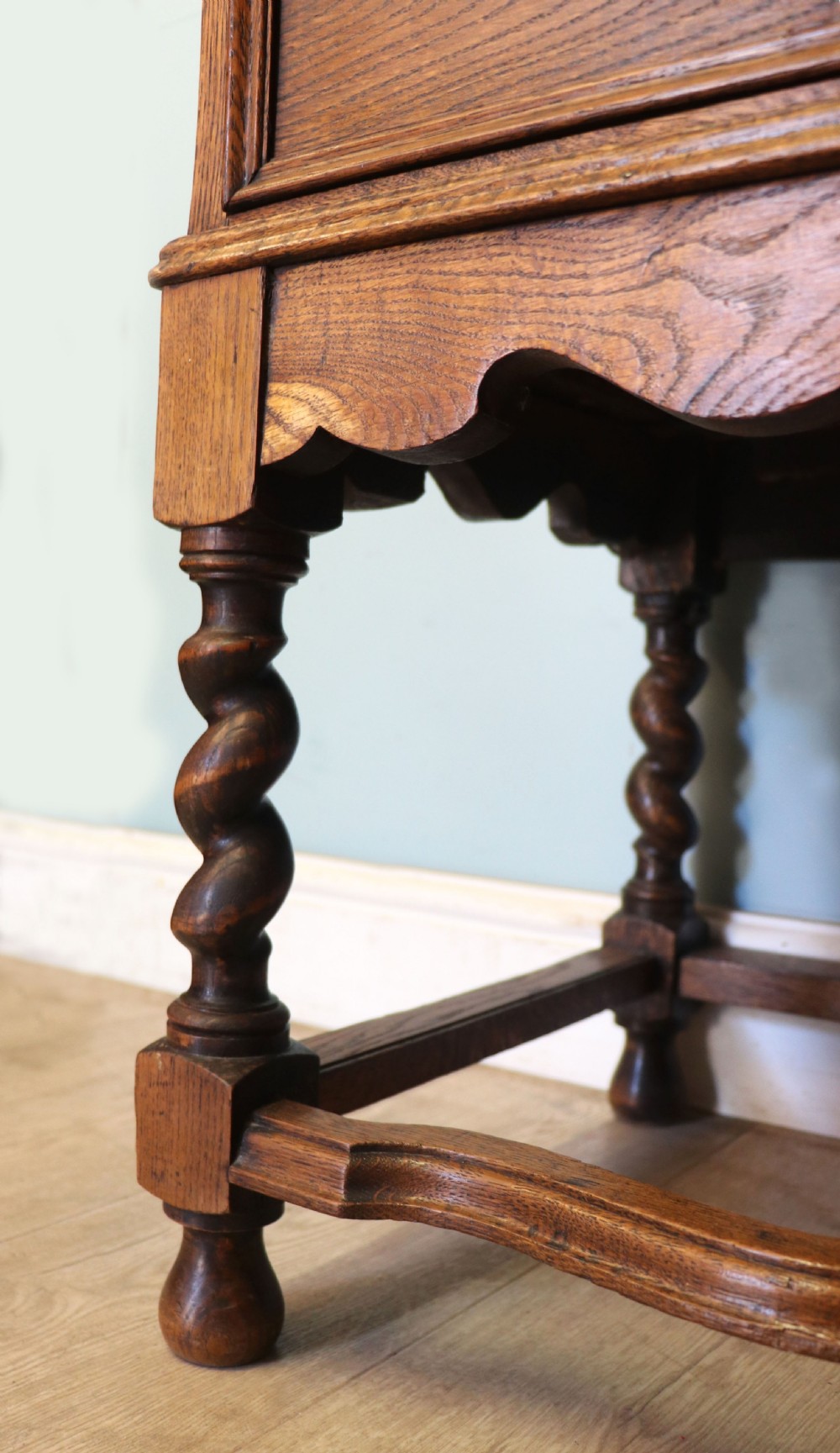 An absolutely charming Jacobean revival oak bureau. View XXVI