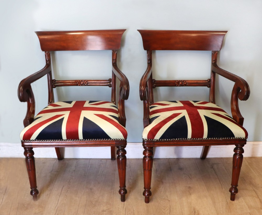 A pair of lovely Victorian bar back carver chairs. View II