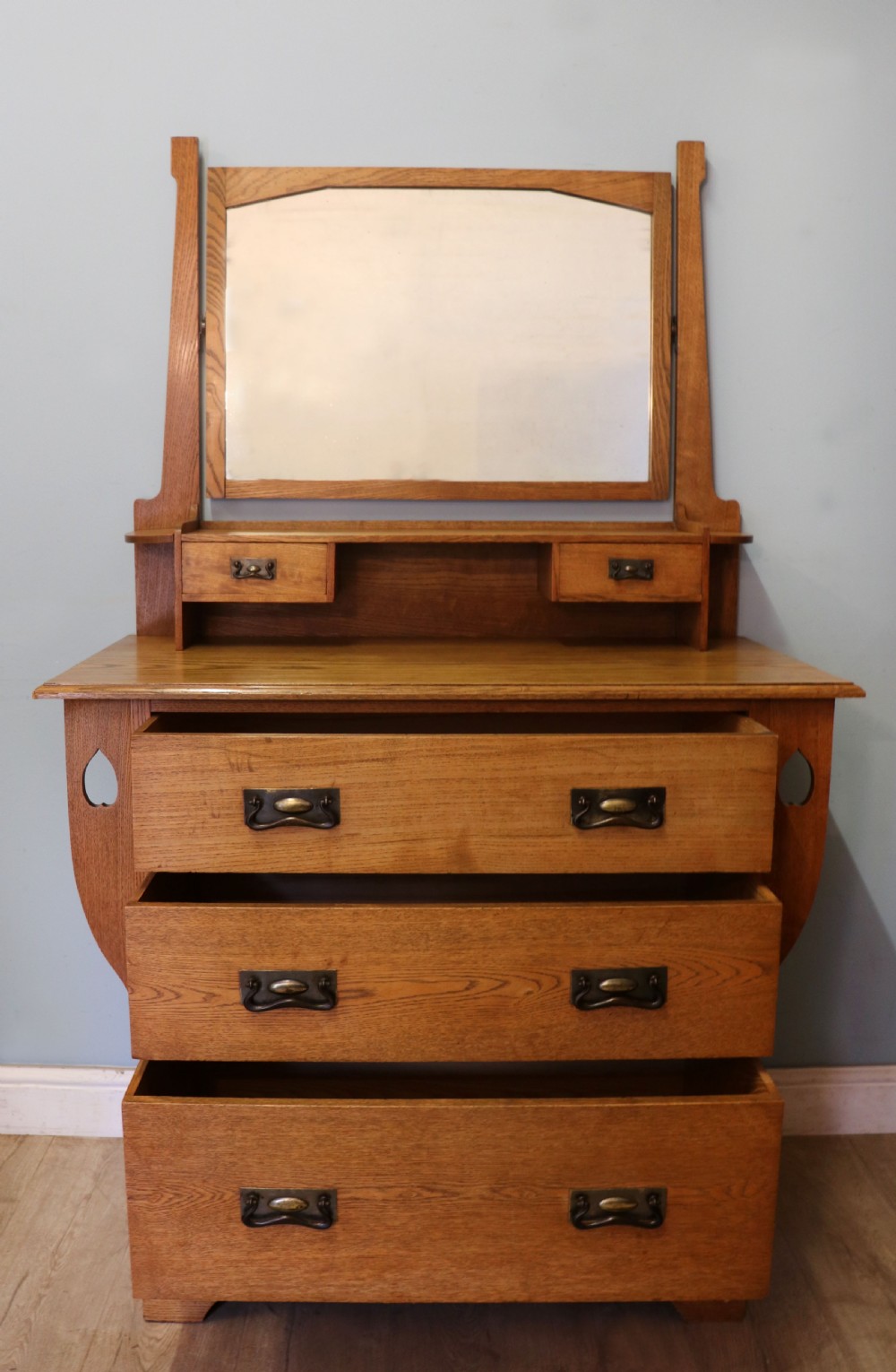 A lovely late 19th century light oak dressing chest View II