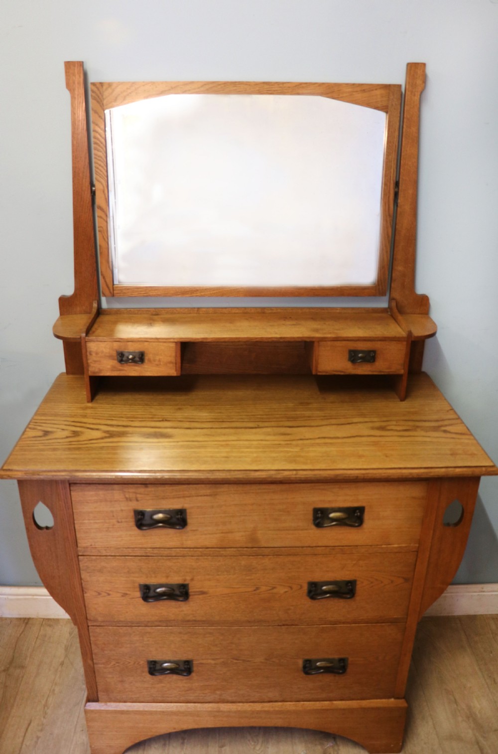 A lovely late 19th century light oak dressing chest View III