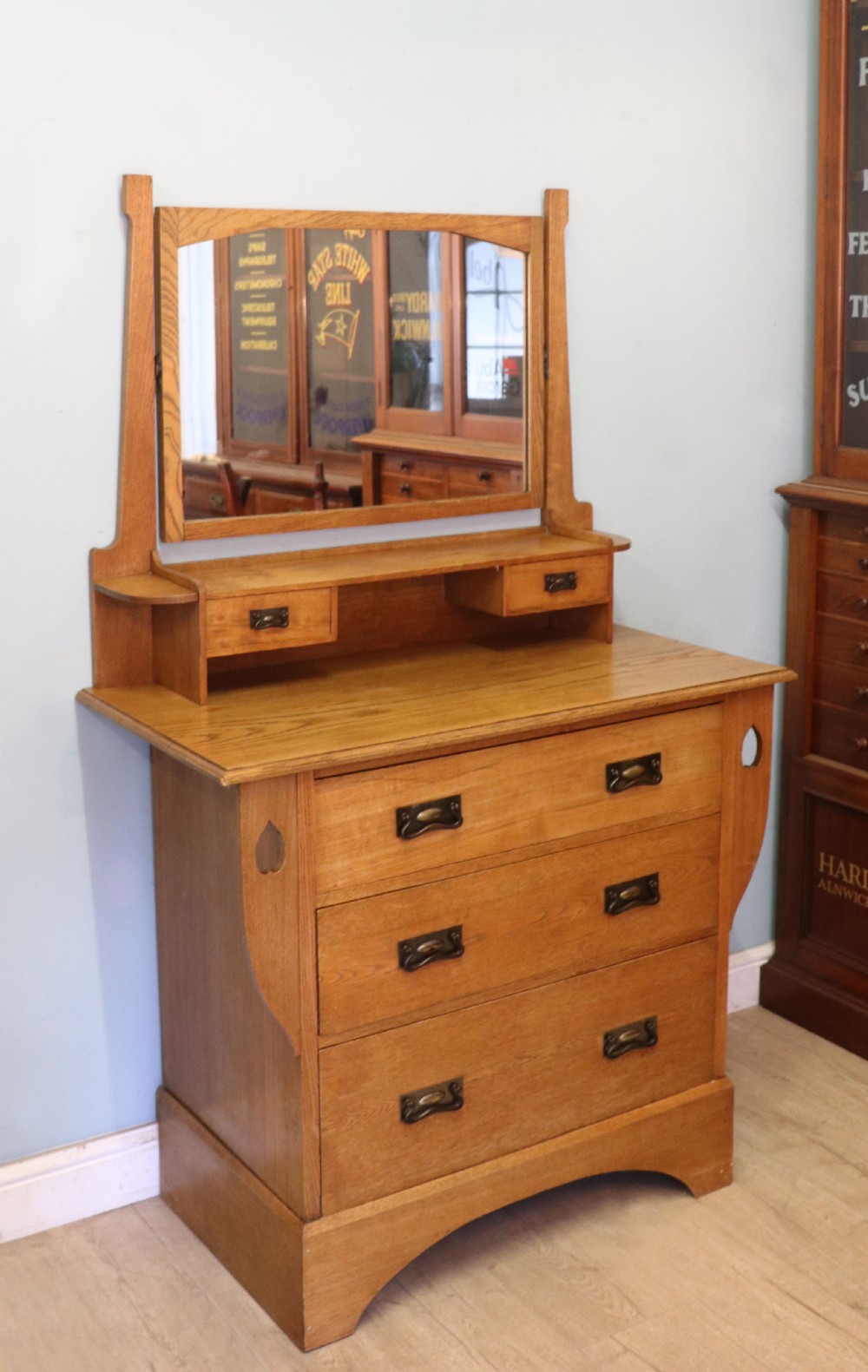 A lovely late 19th century light oak dressing chest View IV