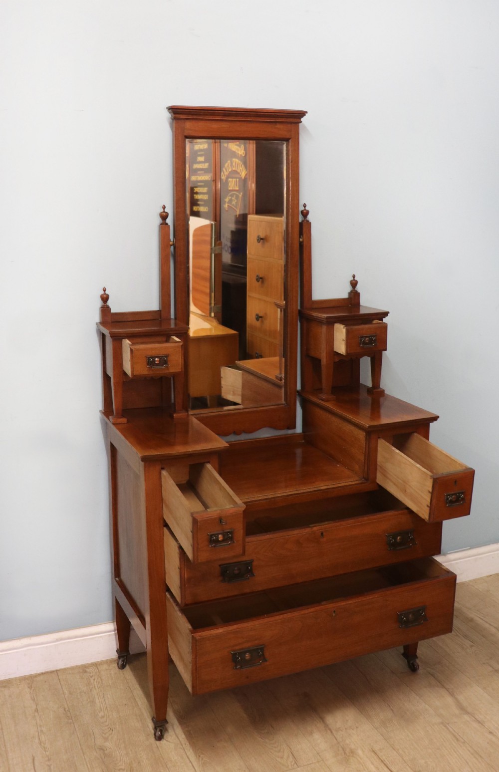 A lovely late 19th century American walnut dressing chest. View VI