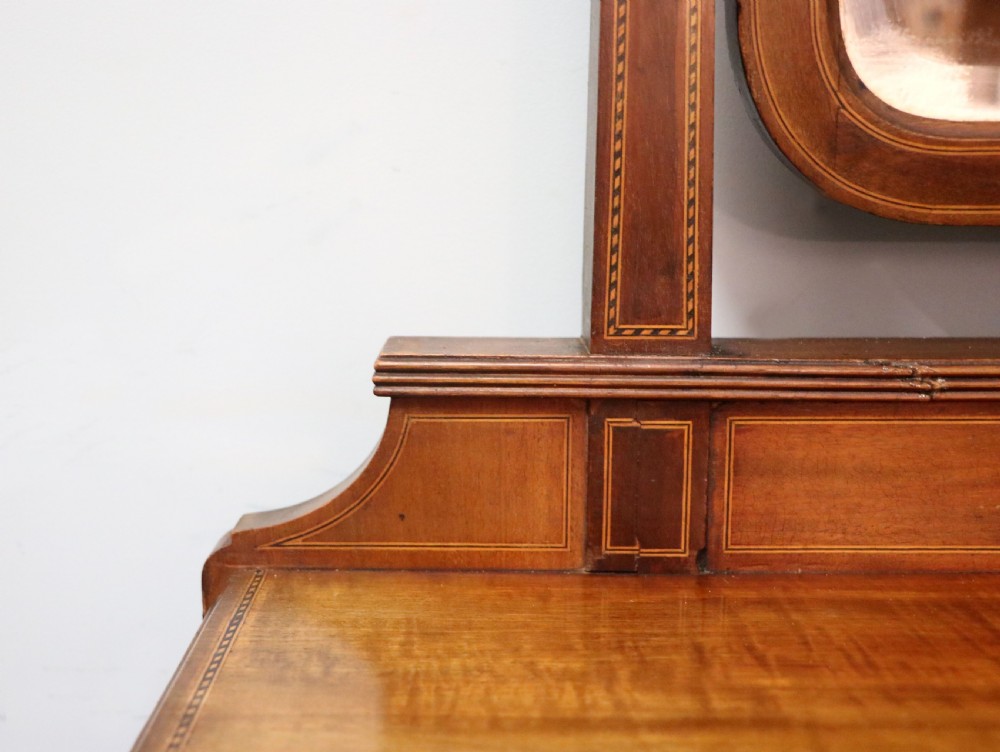 A fine quality Edwardian mahogany dressing table with inlaid decoration! View IX