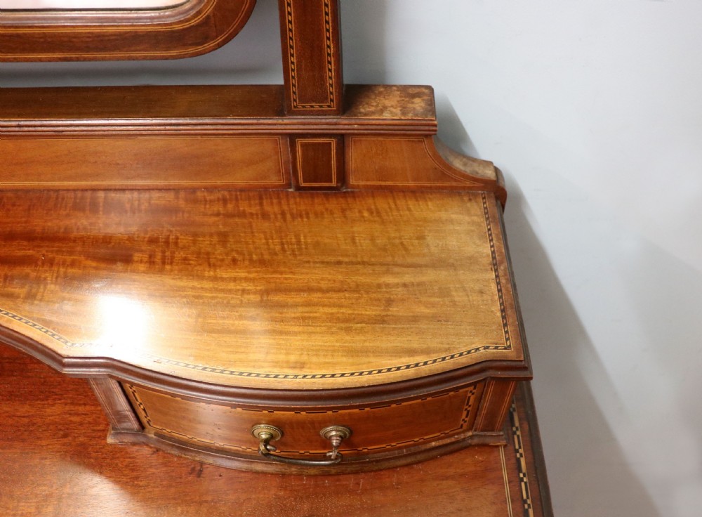 A fine quality Edwardian mahogany dressing table with inlaid decoration! View XIV