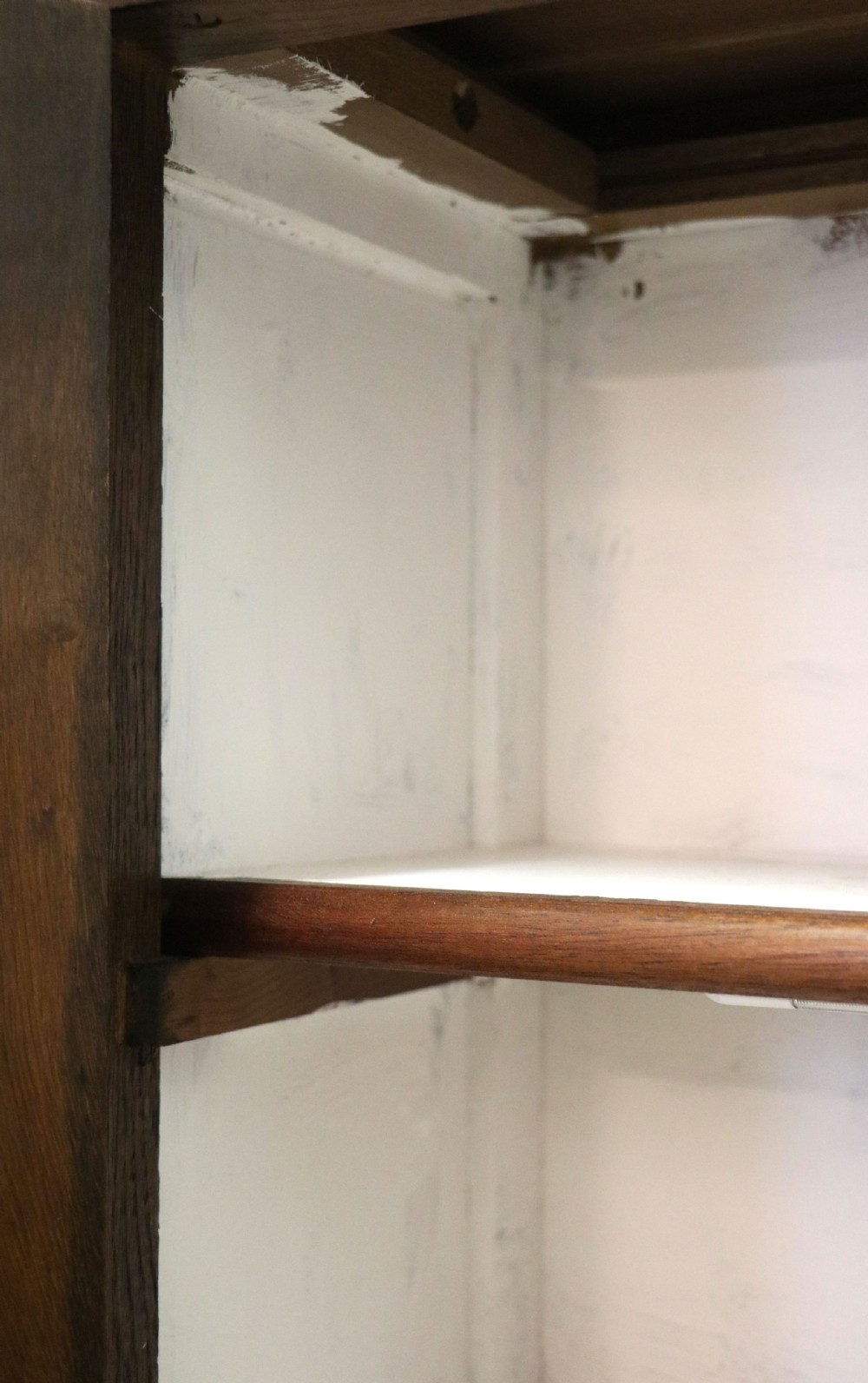  A lovely solid 1930s oak framed later sign written display cabinet. View XXI