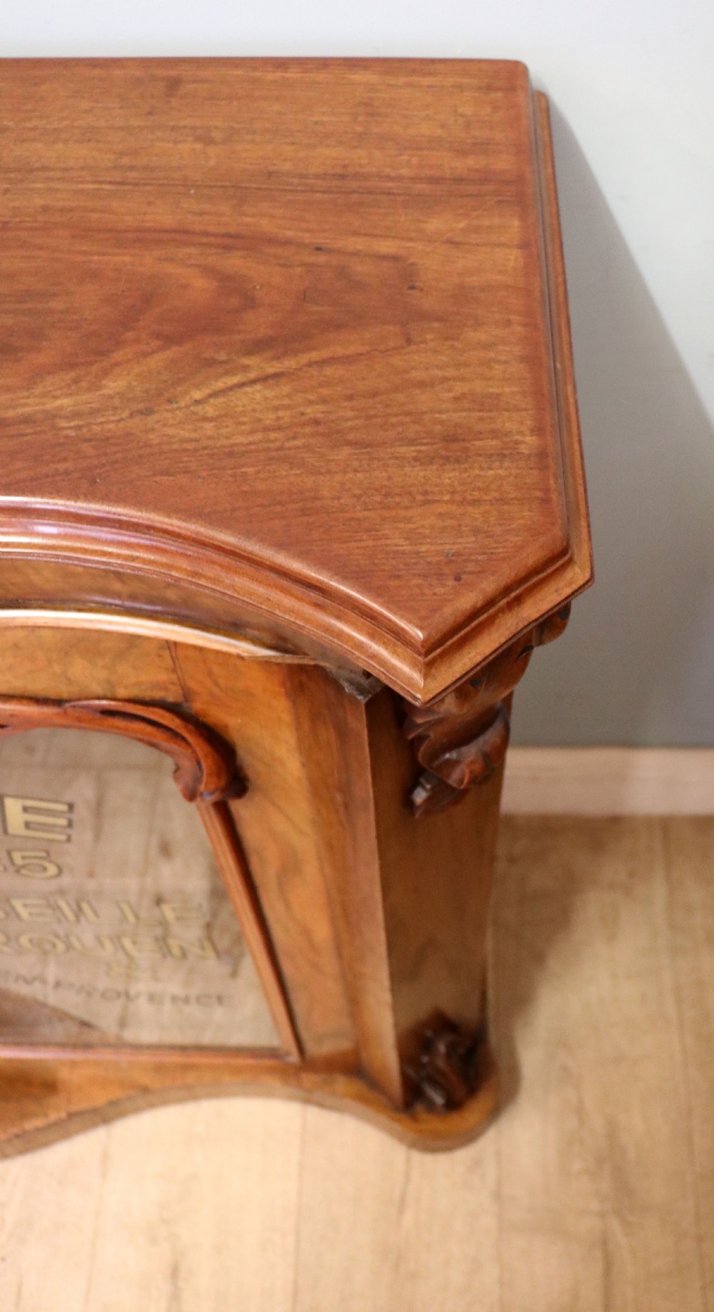  A lovely Victorian walnut & mahogany veneered sideboard of serpentine form. View IX