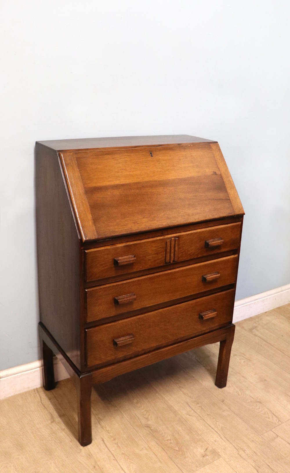 A really lovely & understated 1930s oak bureau. View VI