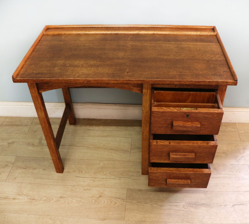 A vintage oak child’s desk. View V