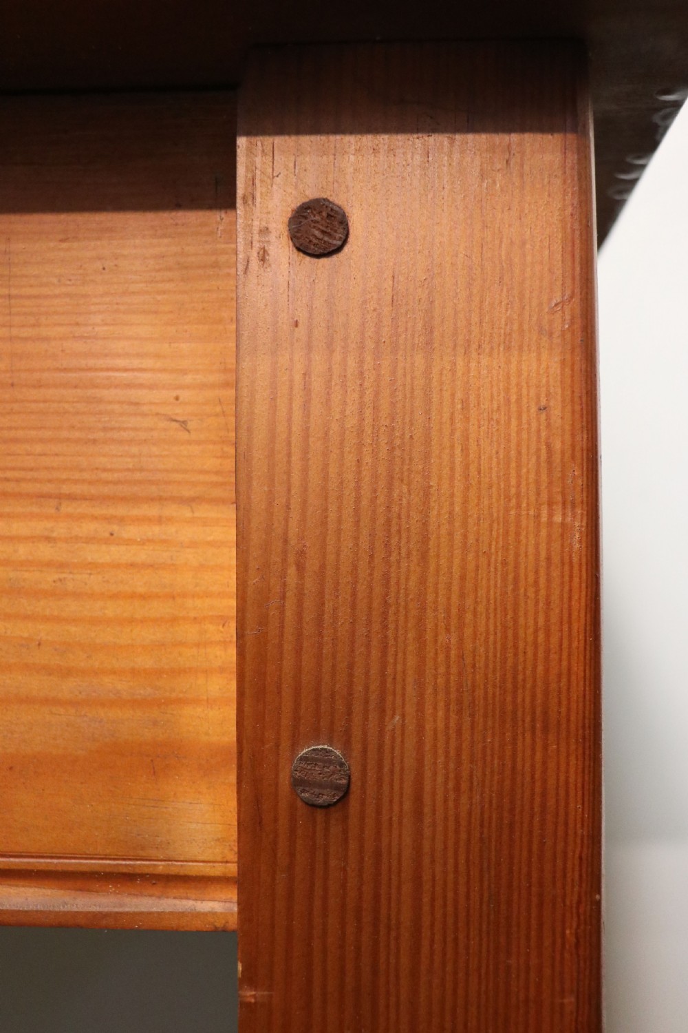 A Victorian stained pine table featuring an elm top and turned legs, shown against a plain background. View XIII