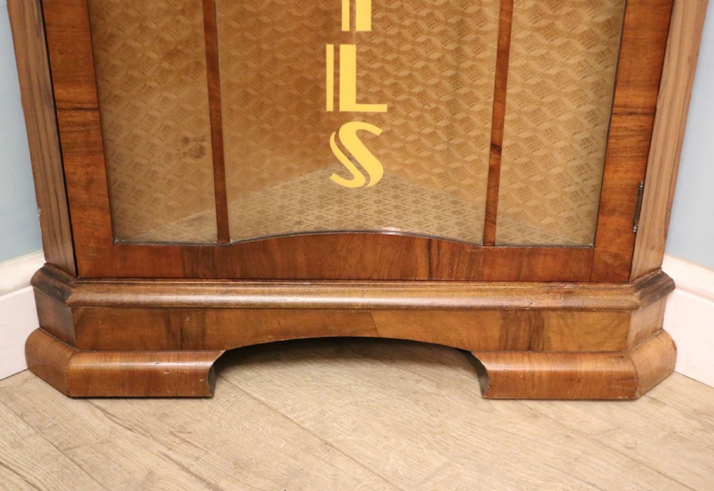 Art Deco period corner display cabinet later sign written for Cocktails. View XXIII