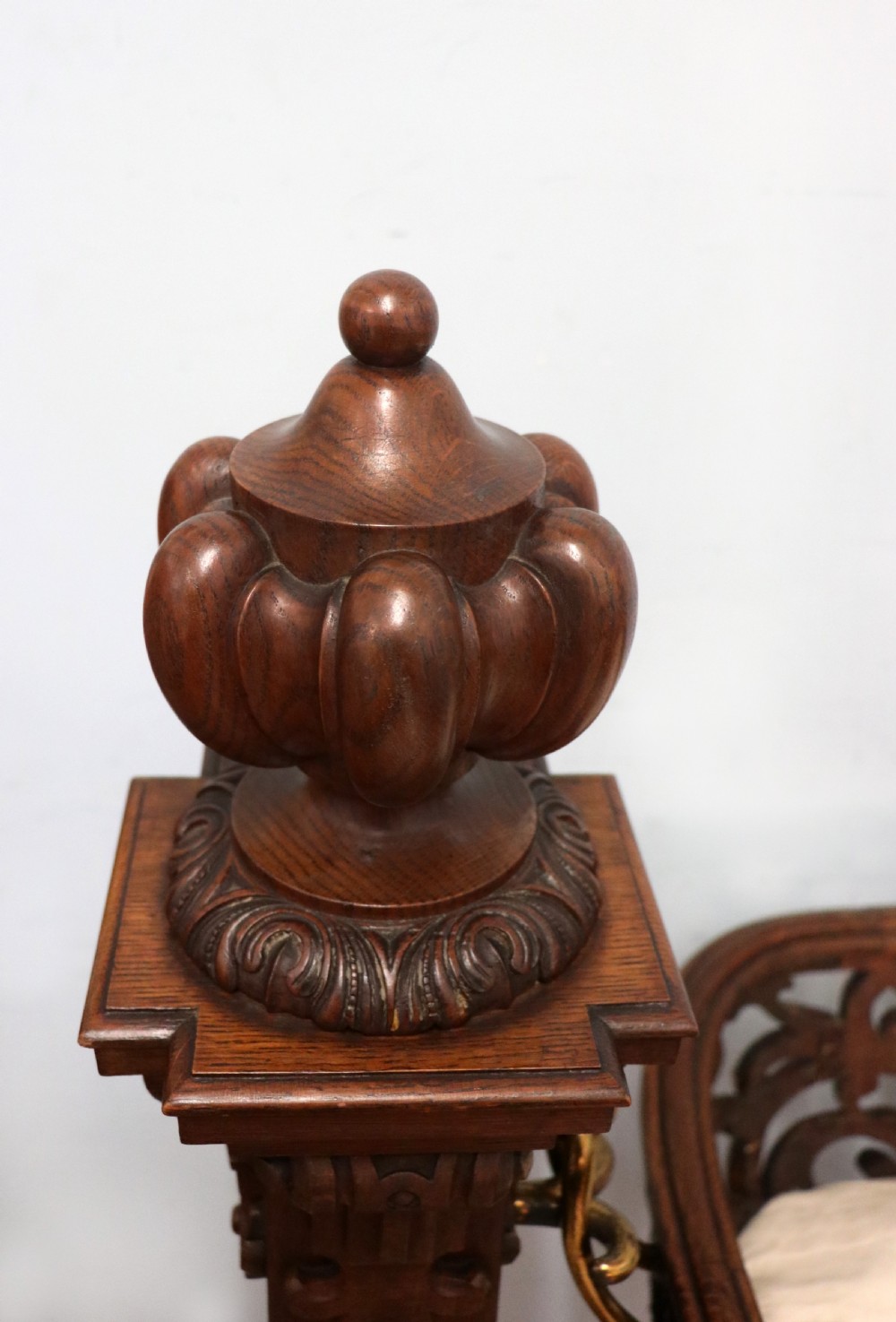 A lovely Victorian rocking baby’s crib with the finest elaborate pierced fretwork oak frame. View XIV
