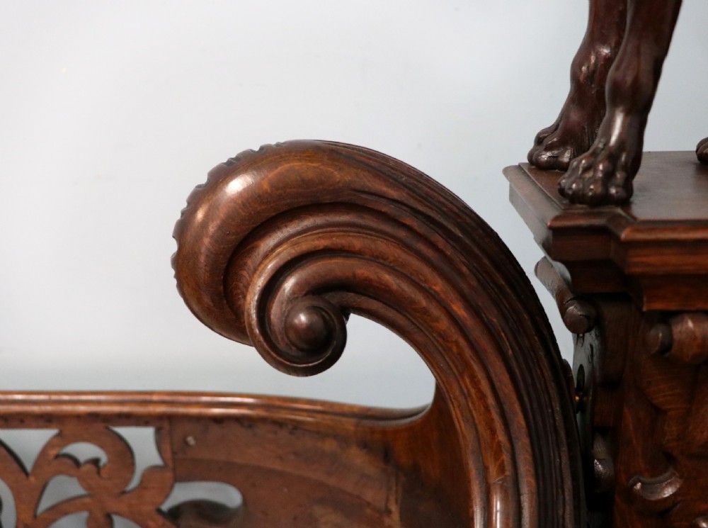 A lovely Victorian rocking baby’s crib with the finest elaborate pierced fretwork oak frame. View XXVIII