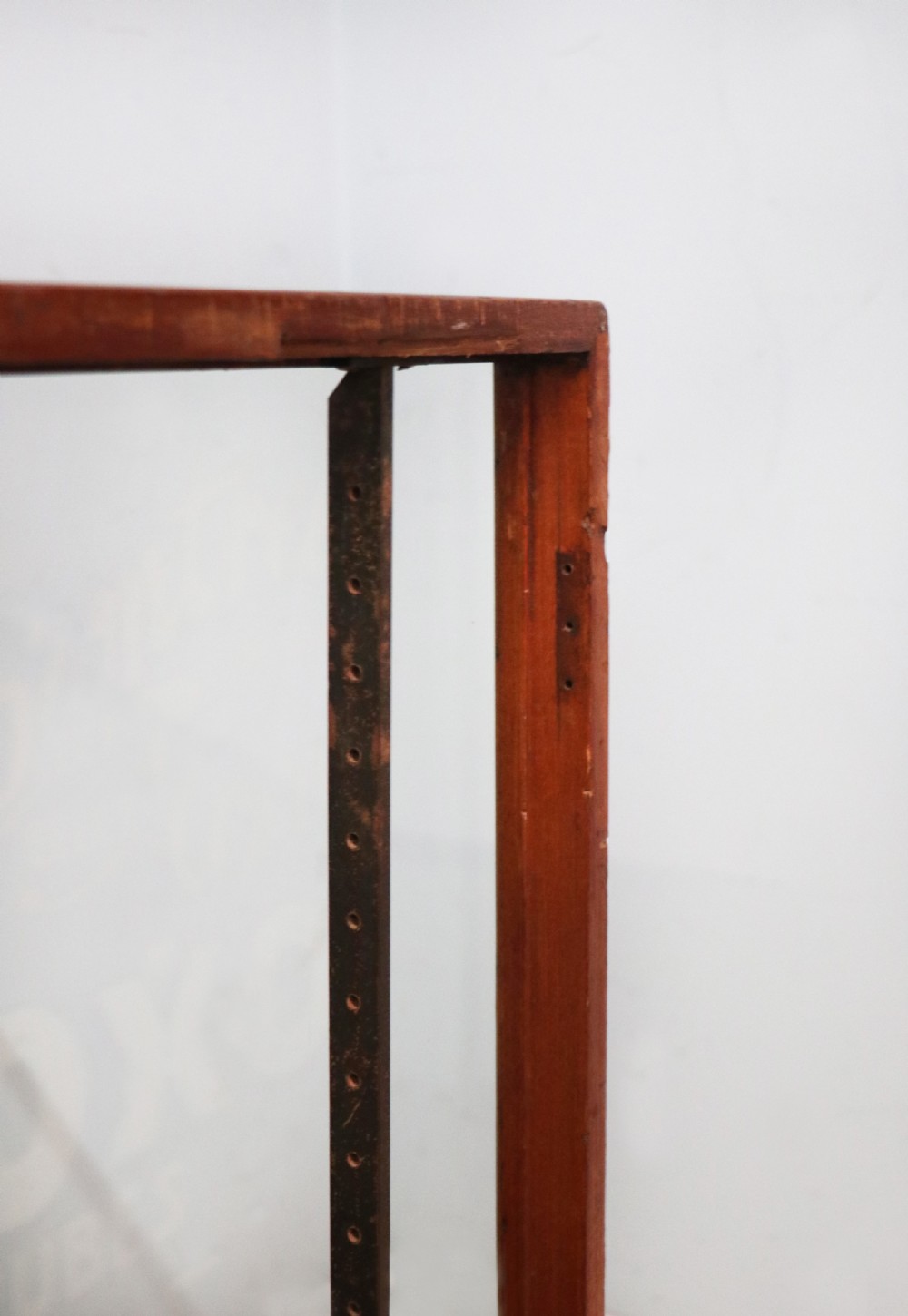 A glazed hardwood countertop display cabinet with sign-written lettering for Rowntrees Elect Cocoa and OXO Cubes on the front glass panel. View IX