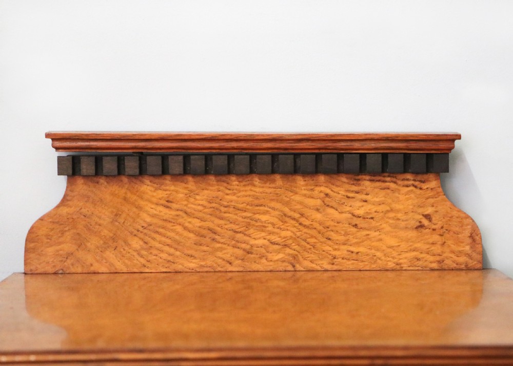 A lovely Shapland & Petter oak inlaid bedside cabinet. View XI