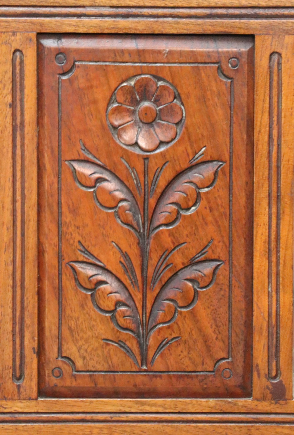 A late Victorian American walnut cabinet, later sign written for G.Hall of London. View XII