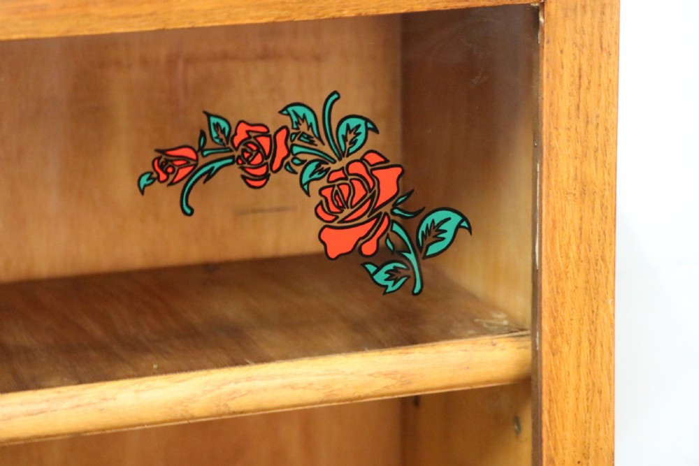 A lovely oak framed and walnut veneered bookcase cabinet. View VII