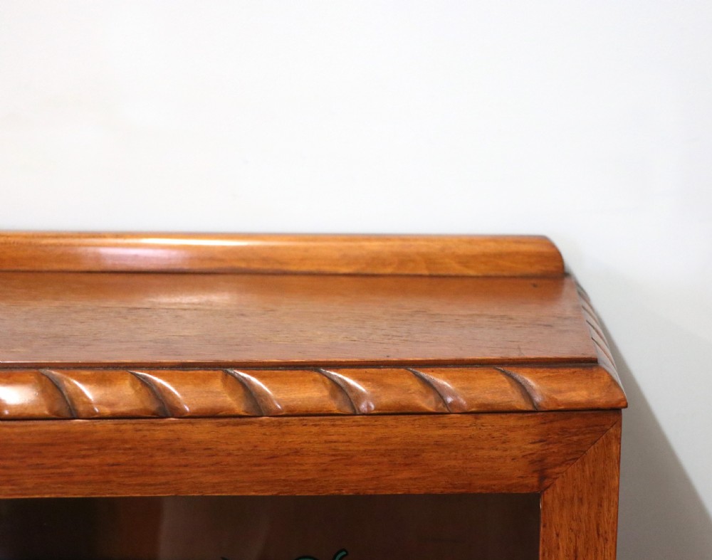 A lovely oak framed and walnut veneered bookcase cabinet. View XVI