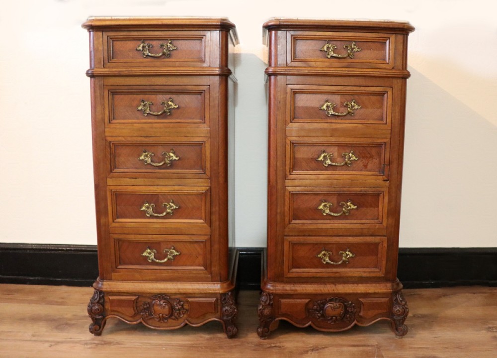 A truly stunning, wonderful & rare pair of 19th Century French bedside cabinets!  