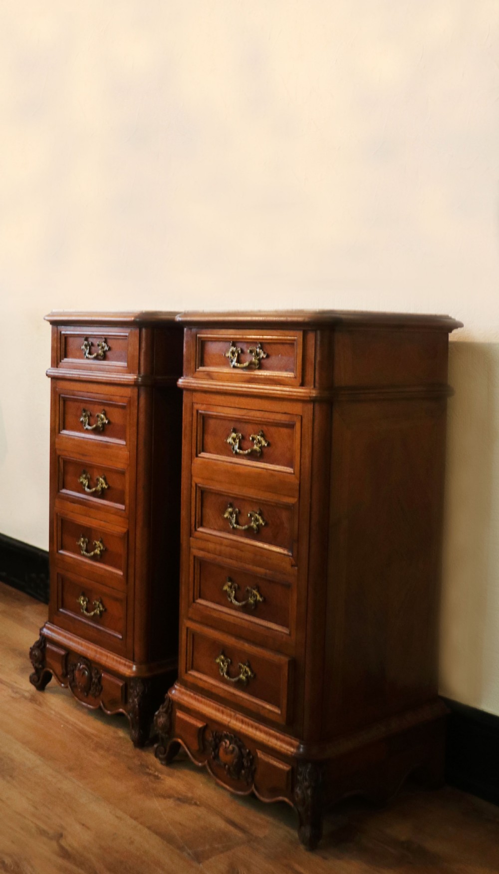 A truly stunning, wonderful & rare pair of 19th Century French bedside cabinets!   View IV
