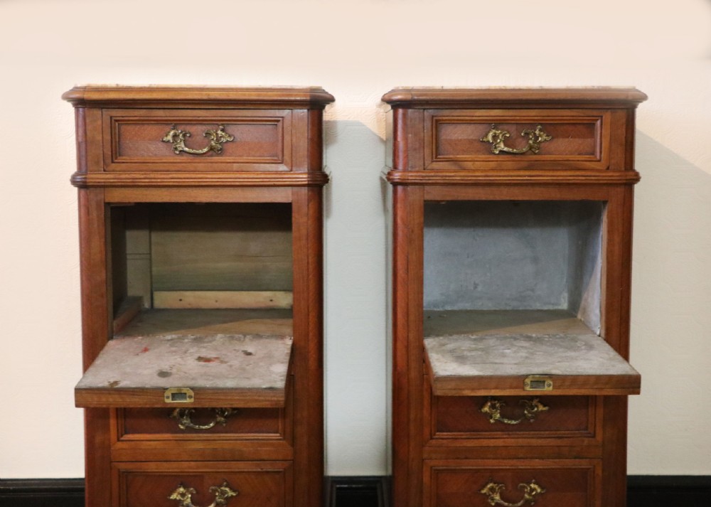 A truly stunning, wonderful & rare pair of 19th Century French bedside cabinets!   View XVI